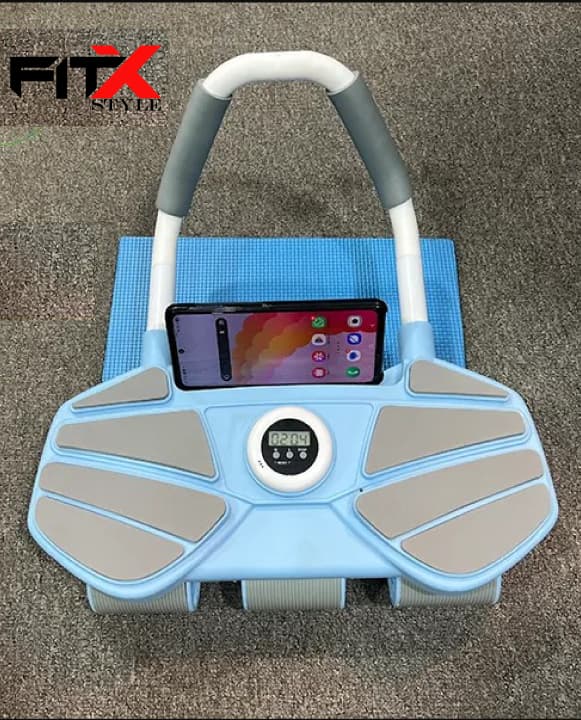 6 Wheel Automatic Rebound Ab Roller Wheel with Elbow Support, Timer, and Six-Wheel Design