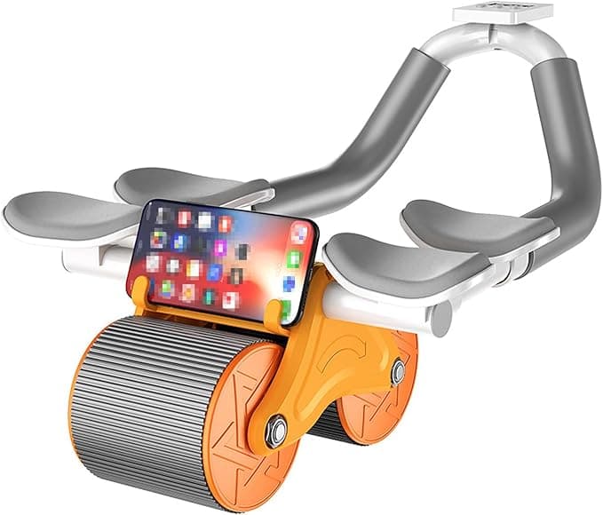 Automatic Rebound Abdominal Wheel with 4 Elbow Support, Timer, Knee Pad