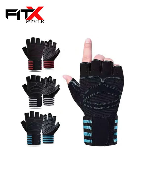 Gym Fitness Weight Lifting Body Building Training Sports Exercise Sport Workout Gloves with Built-in Wrist Wraps for Men and Women