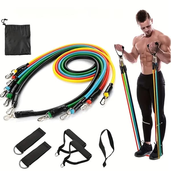 11pcs TPE Resistance Bands Set, 5pcs Resistance Bands, Door Anchor, Handles, Carry Bag,